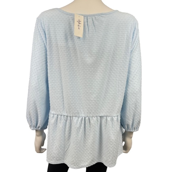 Style & Co Women’s Light Blue Clip‎ Dot Top Size XL - Picture 4 of 8